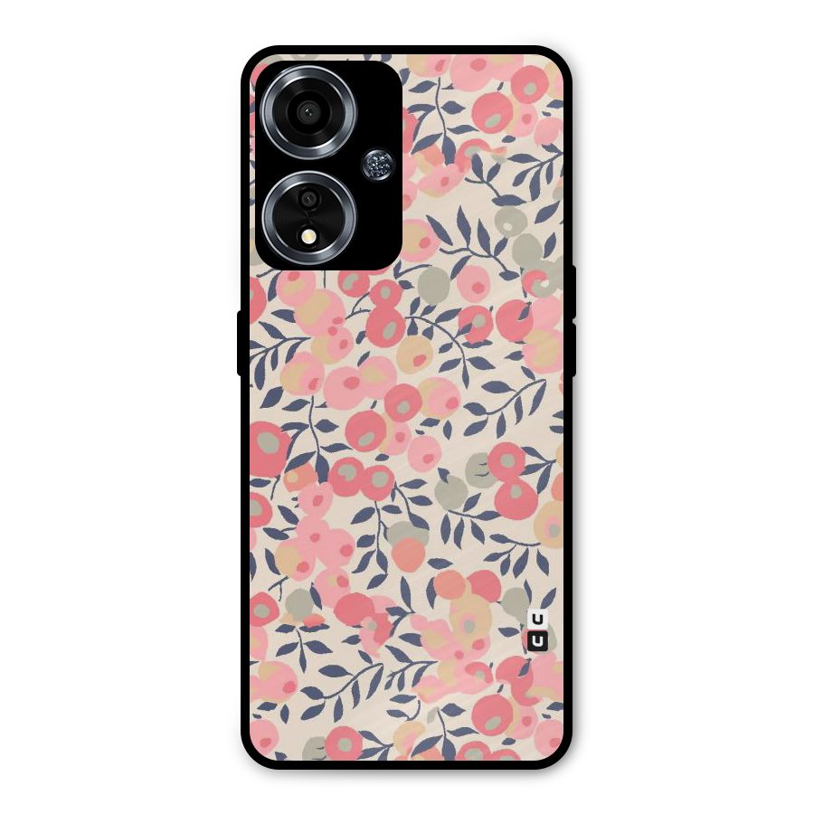 Pink Leaf Pattern Metal Back Case for Oppo A59