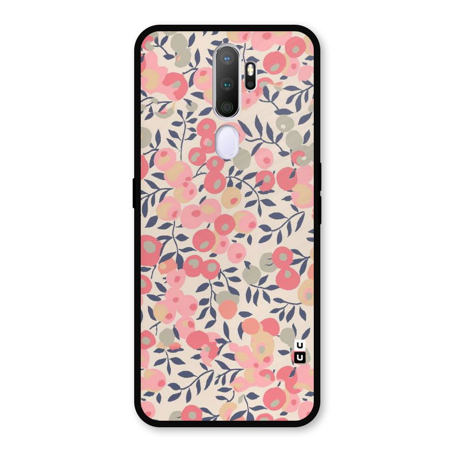 Pink Leaf Pattern Metal Back Case for Oppo A9 (2020)