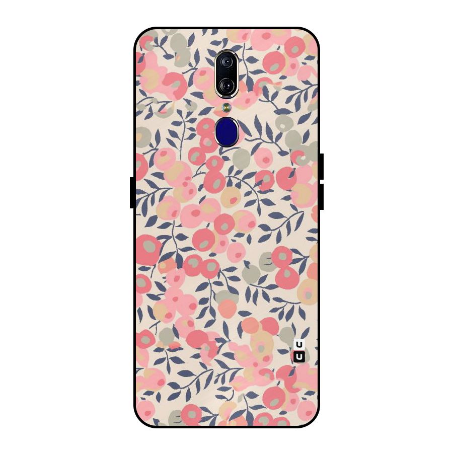 Pink Leaf Pattern Metal Back Case for Oppo F11
