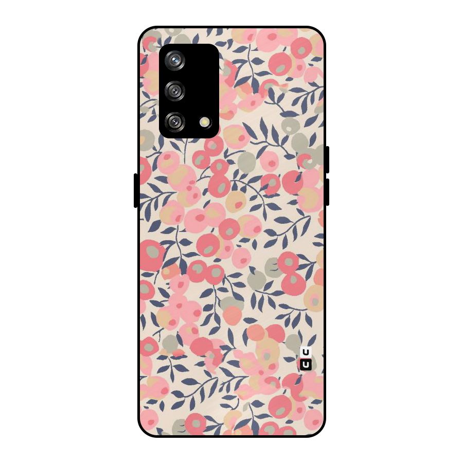 Pink Leaf Pattern Metal Back Case for Oppo F19
