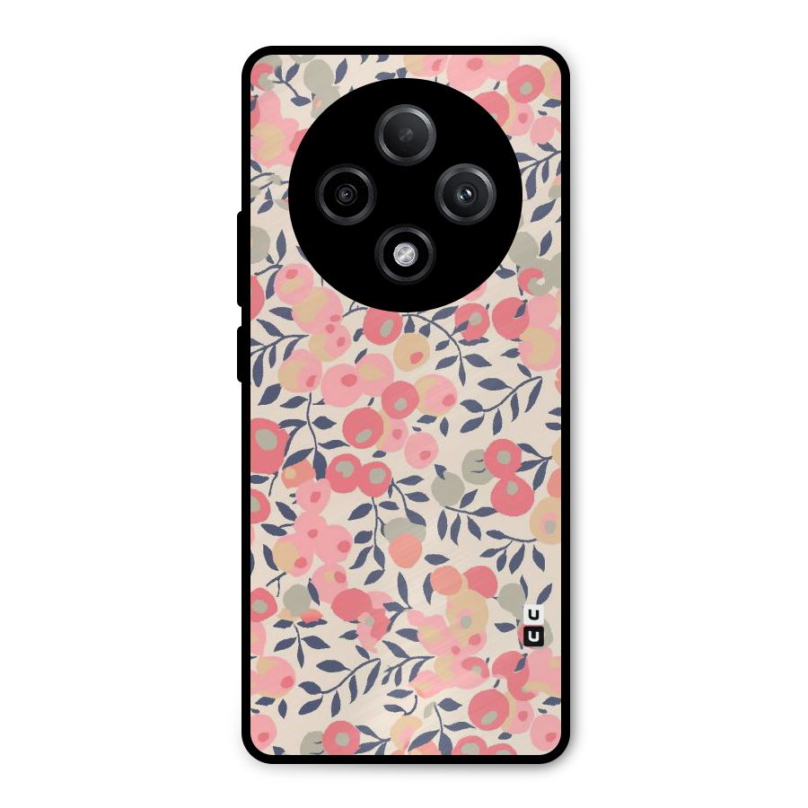 Pink Leaf Pattern Metal Back Case for Oppo F27 Pro Plus