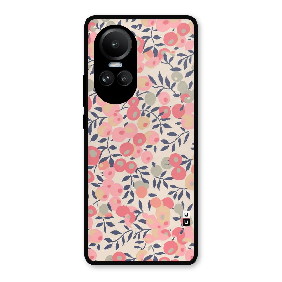 Pink Leaf Pattern Metal Back Case for Oppo Reno10 Pro