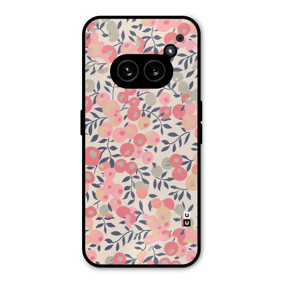 Pink Leaf Pattern Metal Back Case for Nothing Phone 2a