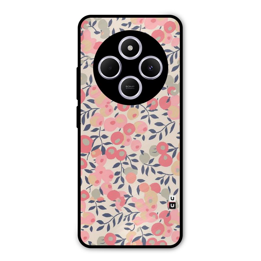 Pink Leaf Pattern Metal Back Case for Poco C75 5G