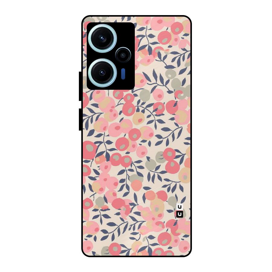Pink Leaf Pattern Metal Back Case for Poco F5
