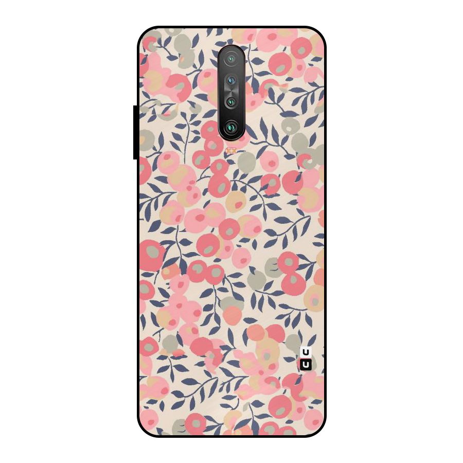 Pink Leaf Pattern Metal Back Case for Poco X2
