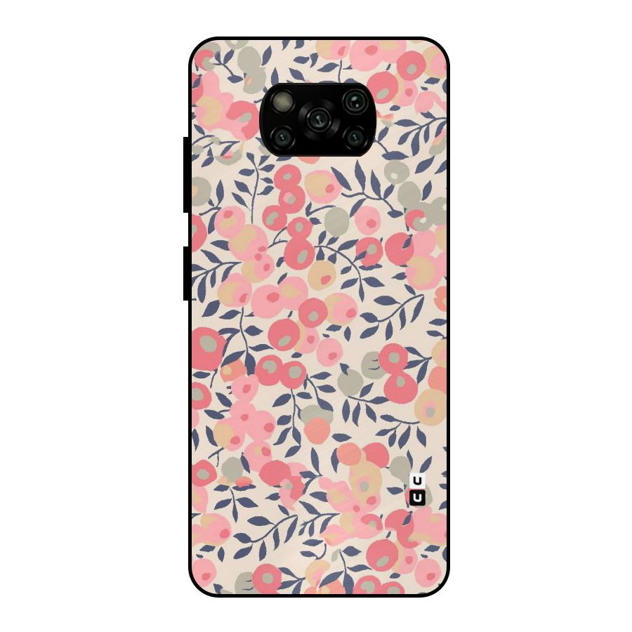 Pink Leaf Pattern Metal Back Case for Poco X3