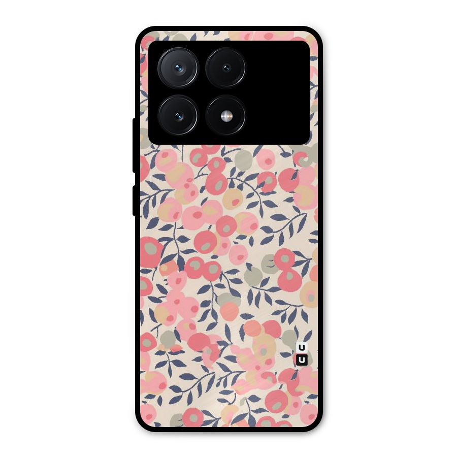 Pink Leaf Pattern Metal Back Case for Poco X6 Pro