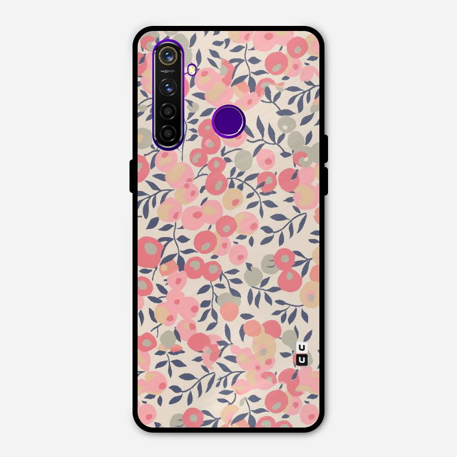 Pink Leaf Pattern Metal Back Case for Realme 5 Pro