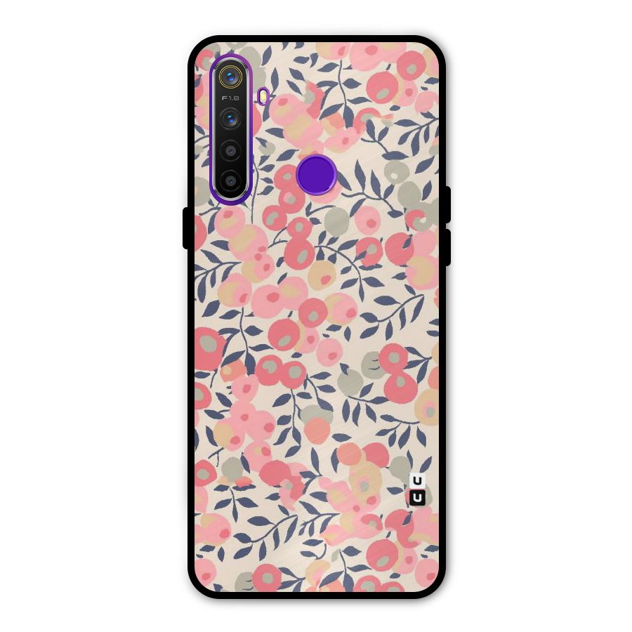 Pink Leaf Pattern Metal Back Case for Realme 5i