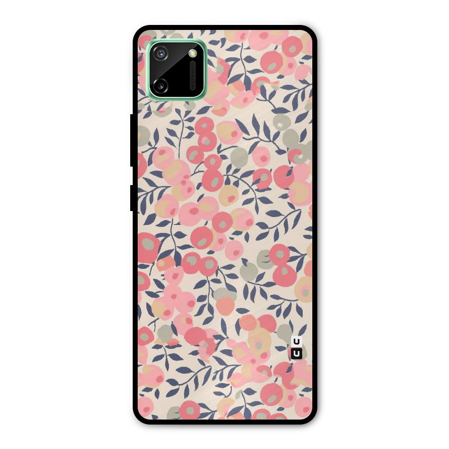 Pink Leaf Pattern Metal Back Case for Realme C11
