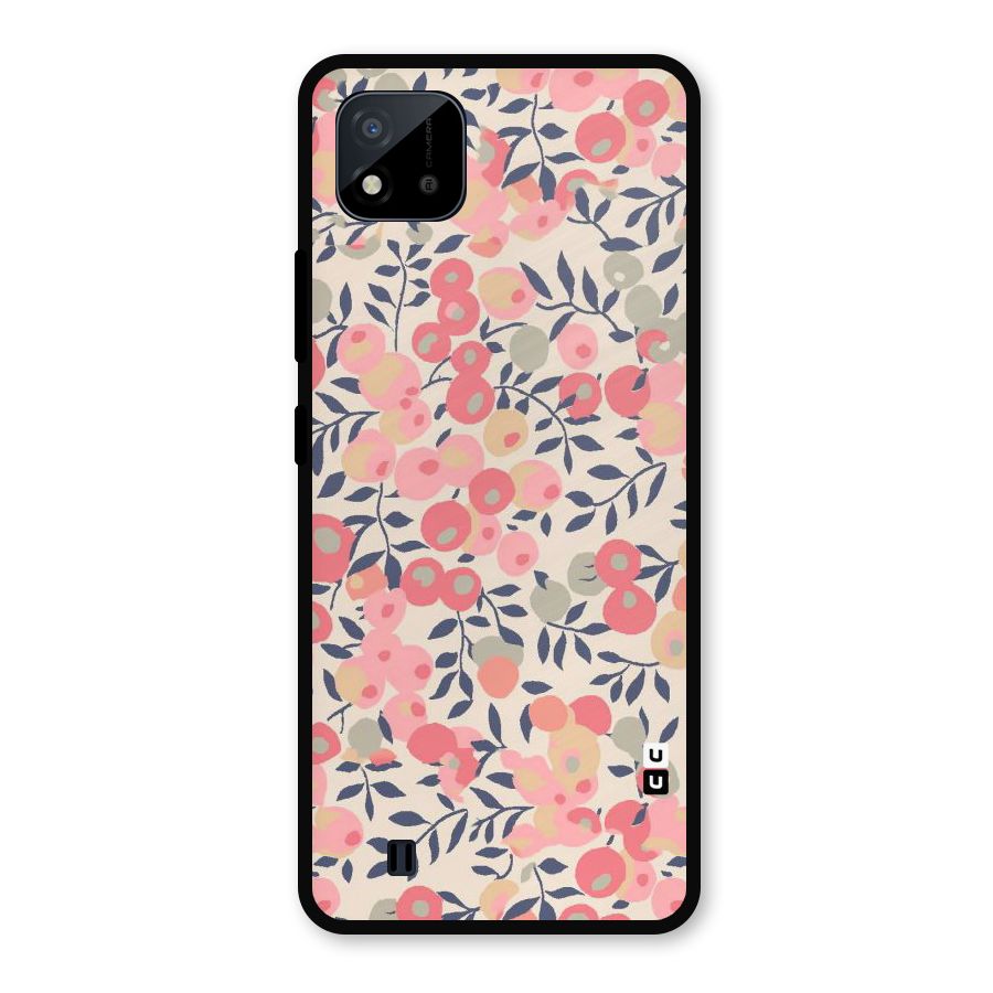 Pink Leaf Pattern Metal Back Case for Realme C11 2021