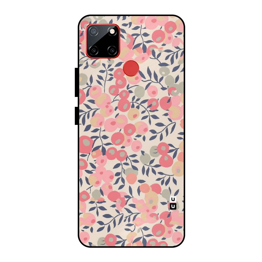 Pink Leaf Pattern Metal Back Case for Realme C12
