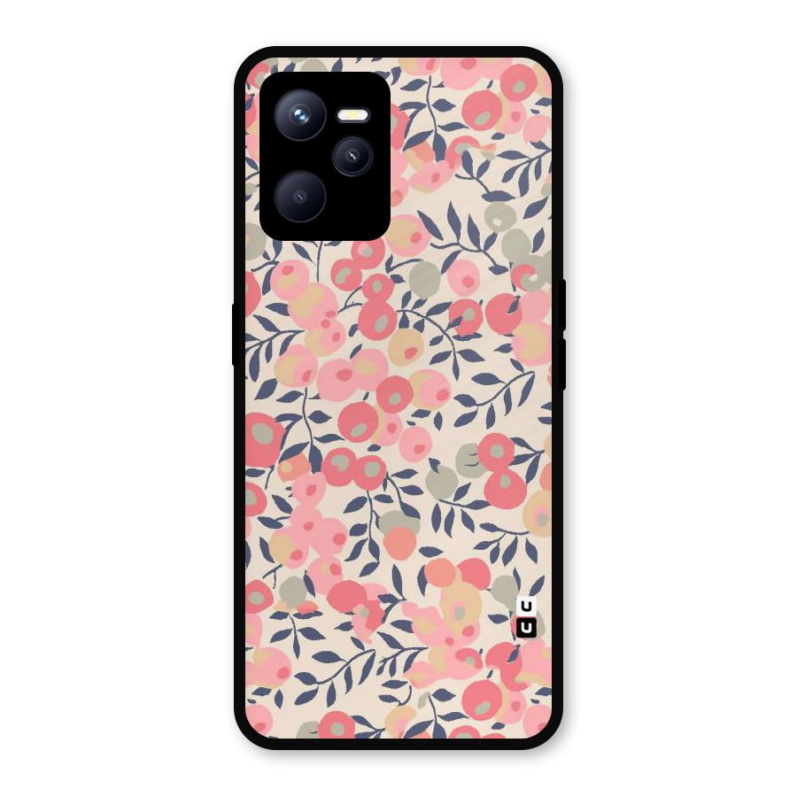Pink Leaf Pattern Metal Back Case for Realme C35