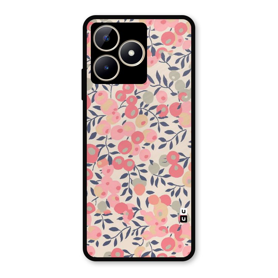 Pink Leaf Pattern Metal Back Case for Realme C53