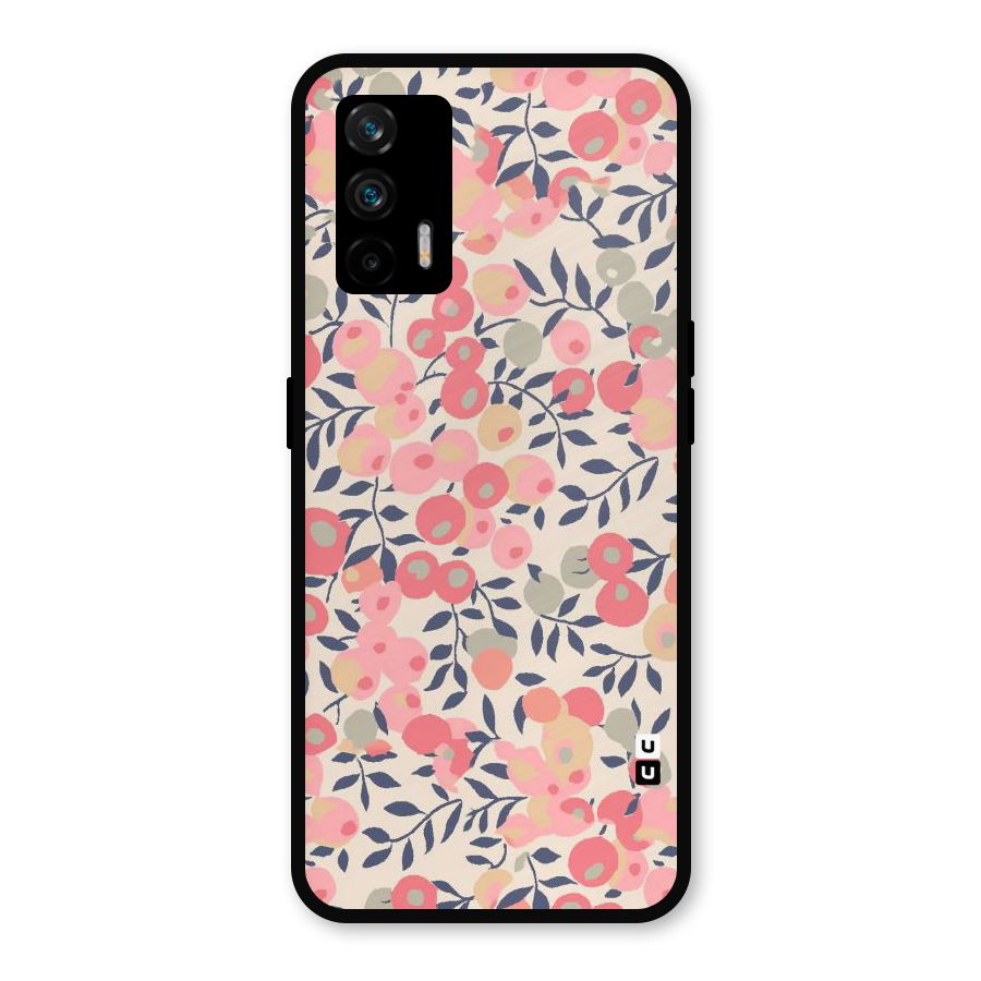 Pink Leaf Pattern Metal Back Case for Realme GT 5G