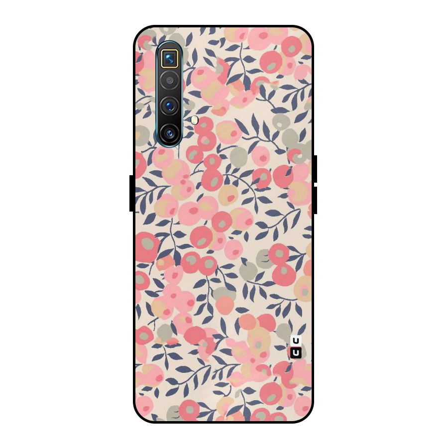 Pink Leaf Pattern Metal Back Case for Realme X3