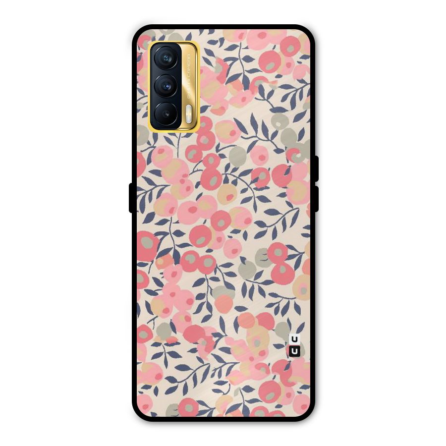 Pink Leaf Pattern Metal Back Case for Realme X7