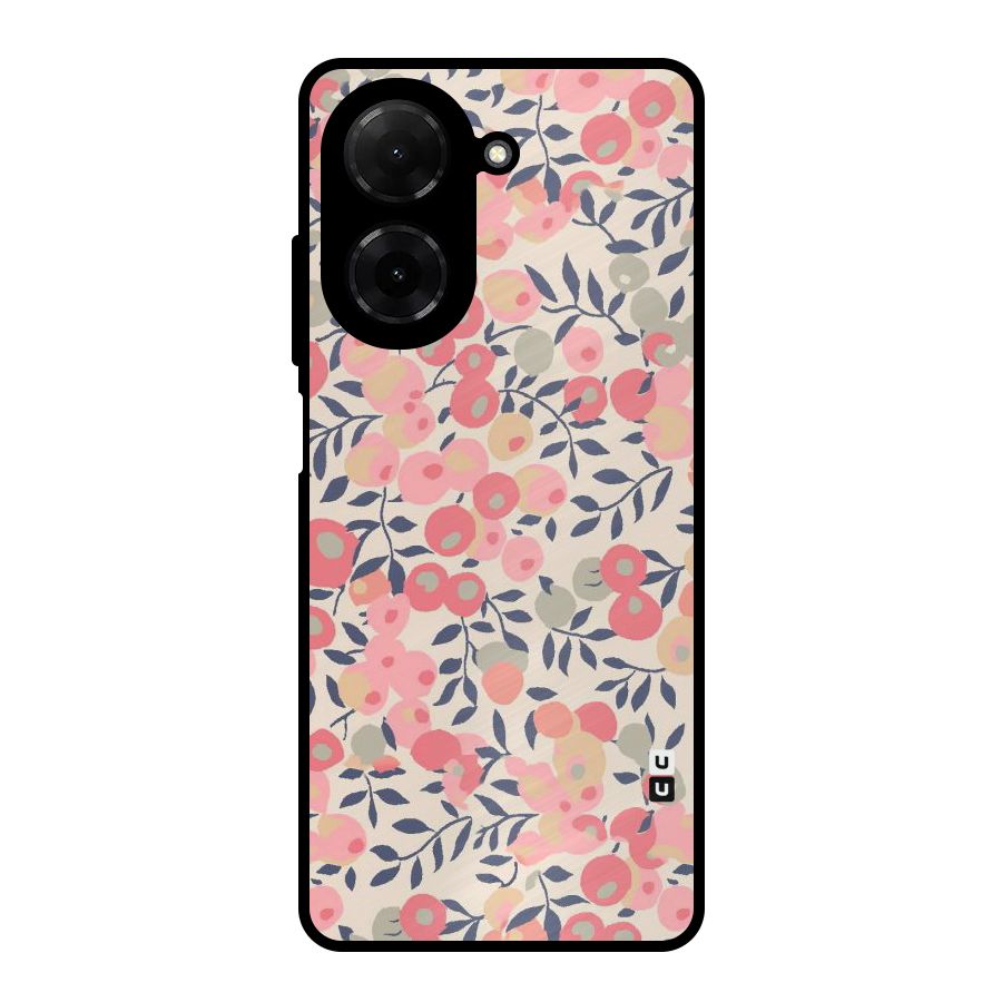 Pink Leaf Pattern Metal Back Case for Redmi A5 4G