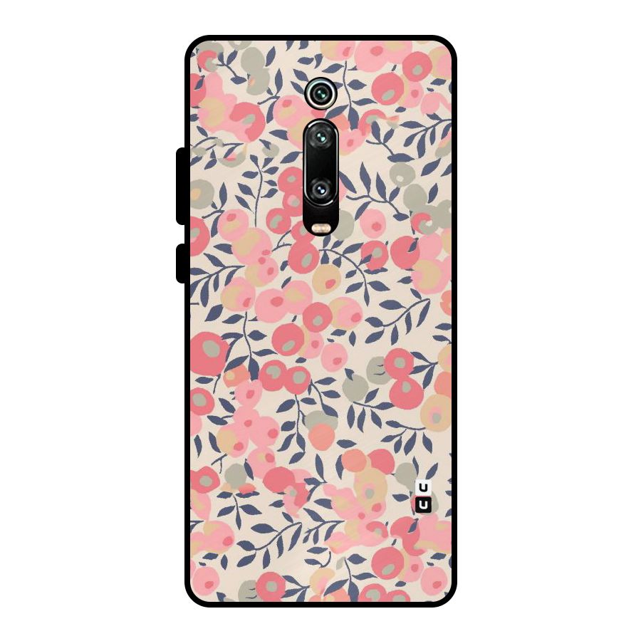 Pink Leaf Pattern Metal Back Case for Redmi K20 Pro