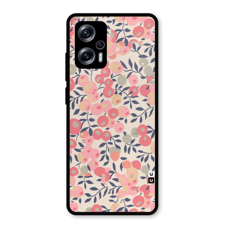 Pink Leaf Pattern Metal Back Case for Redmi K50i