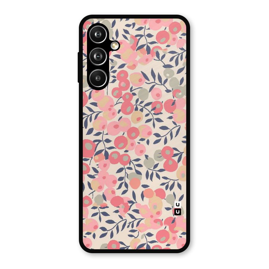 Pink Leaf Pattern Metal Back Case for Samsung Galaxy M54