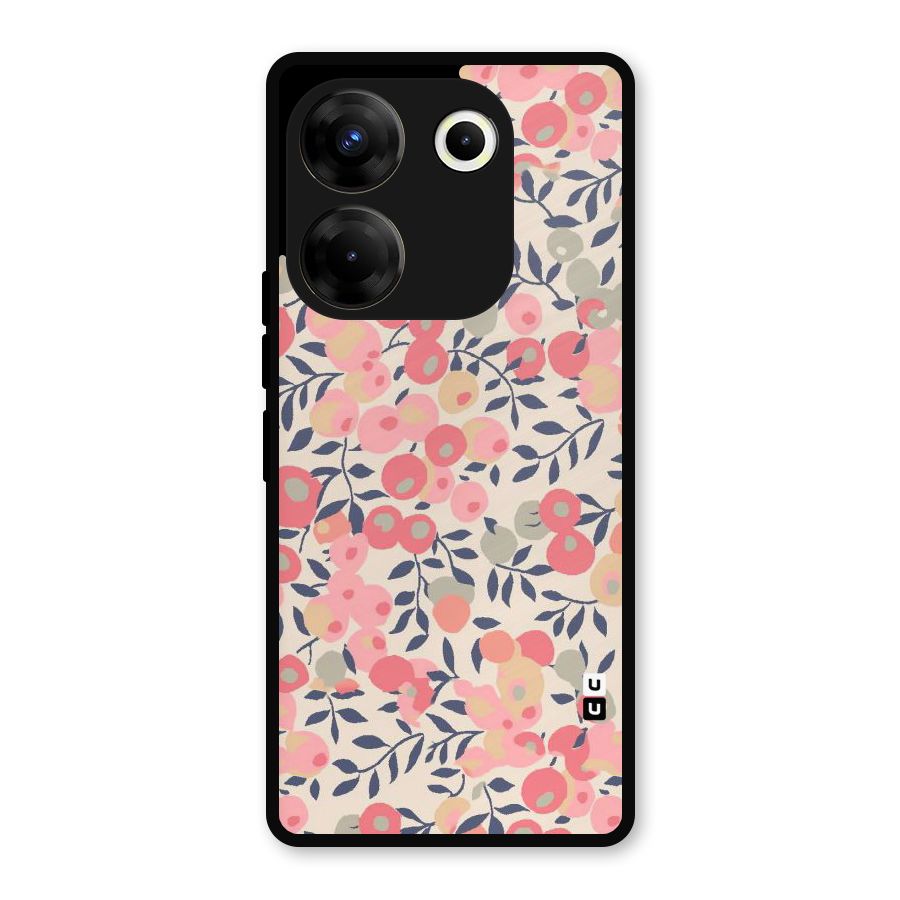 Pink Leaf Pattern Metal Back Case for Tecno Camon 20