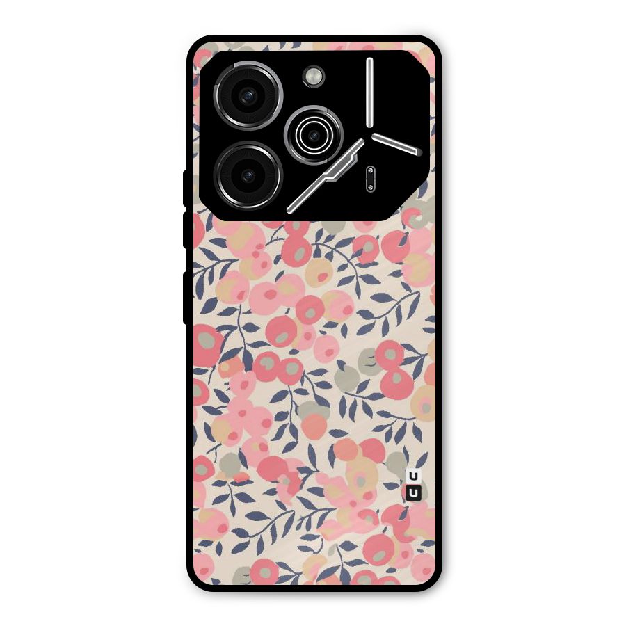 Pink Leaf Pattern Metal Back Case for Tecno Pova 6 Pro