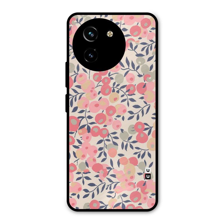 Pink Leaf Pattern Metal Back Case for Vivo T3x