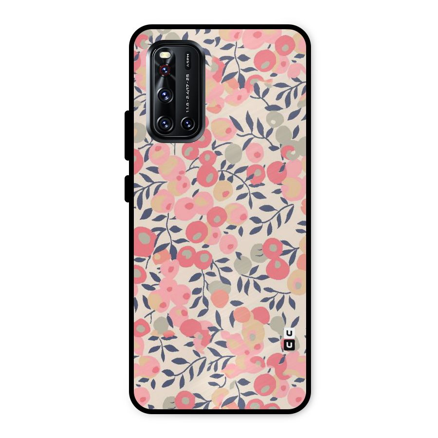 Pink Leaf Pattern Metal Back Case for Vivo V19