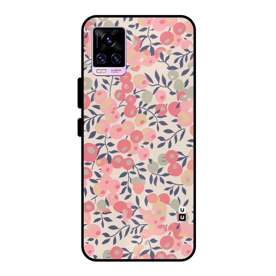 Pink Leaf Pattern Metal Back Case for Vivo V20 Pro