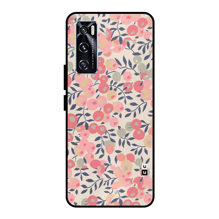 Pink Leaf Pattern Metal Back Case for Vivo V20 SE