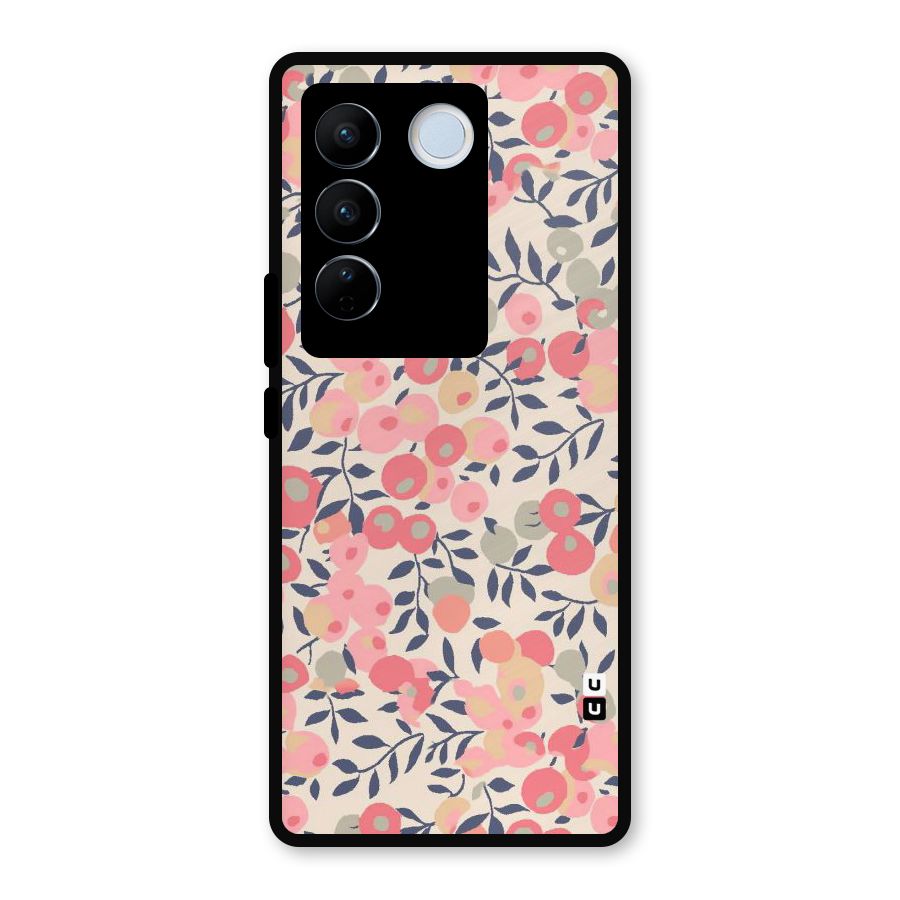 Pink Leaf Pattern Metal Back Case for Vivo V27
