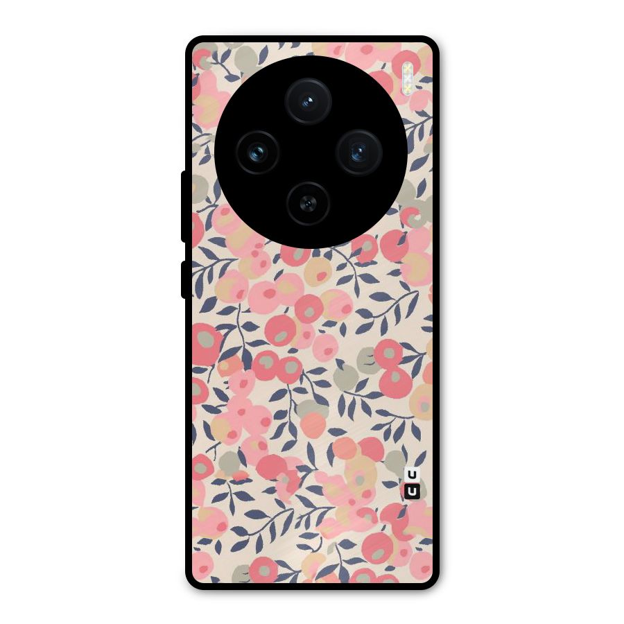 Pink Leaf Pattern Metal Back Case for Vivo X100