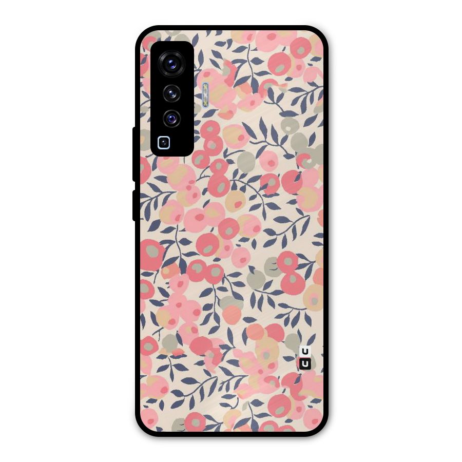 Pink Leaf Pattern Metal Back Case for Vivo X50