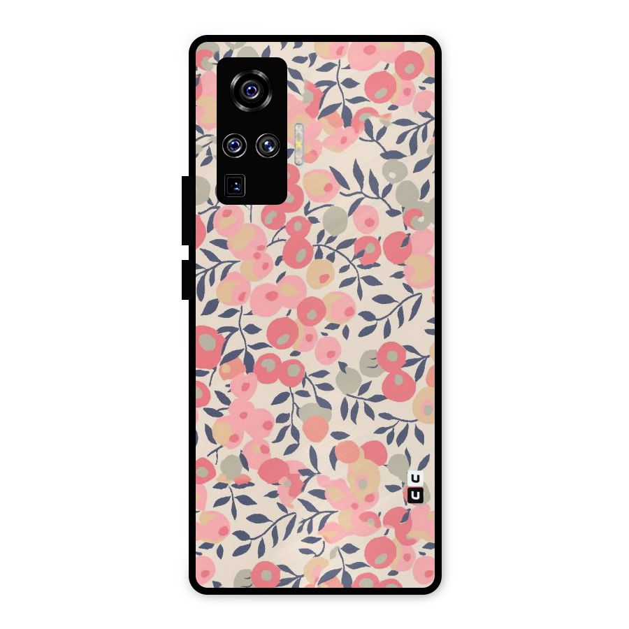 Pink Leaf Pattern Metal Back Case for Vivo X50 Pro