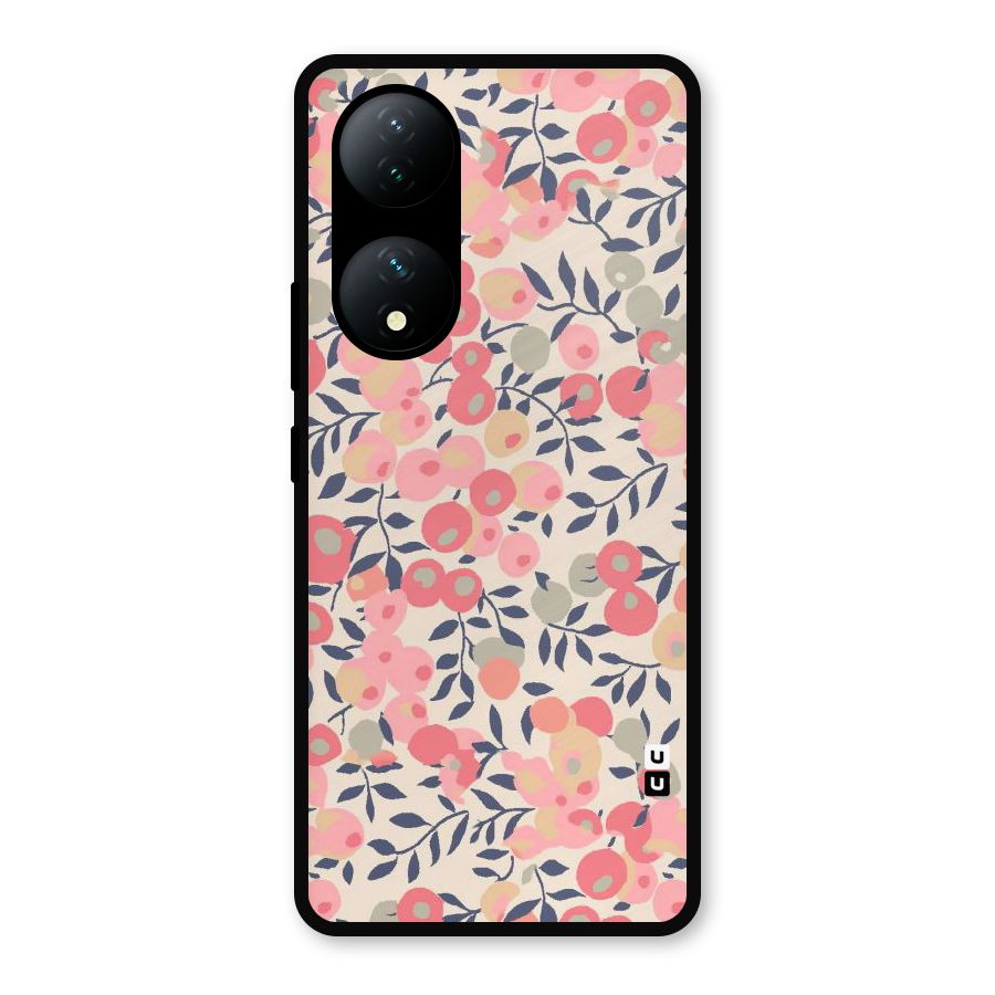 Pink Leaf Pattern Metal Back Case for Vivo Y100a