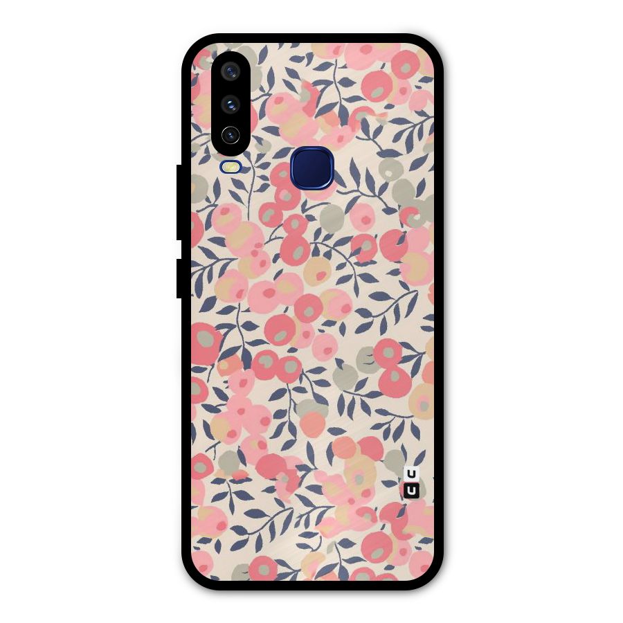 Pink Leaf Pattern Metal Back Case for Vivo Y15