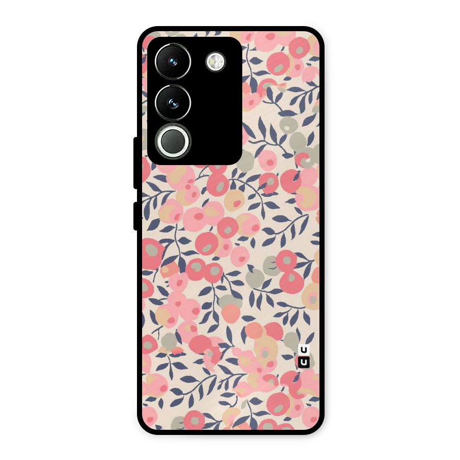Pink Leaf Pattern Metal Back Case for Vivo Y200