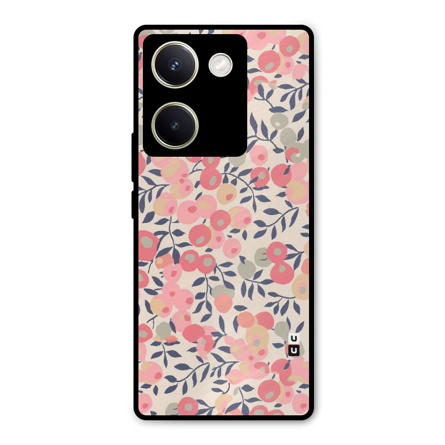 Pink Leaf Pattern Metal Back Case for Vivo Y200 Pro
