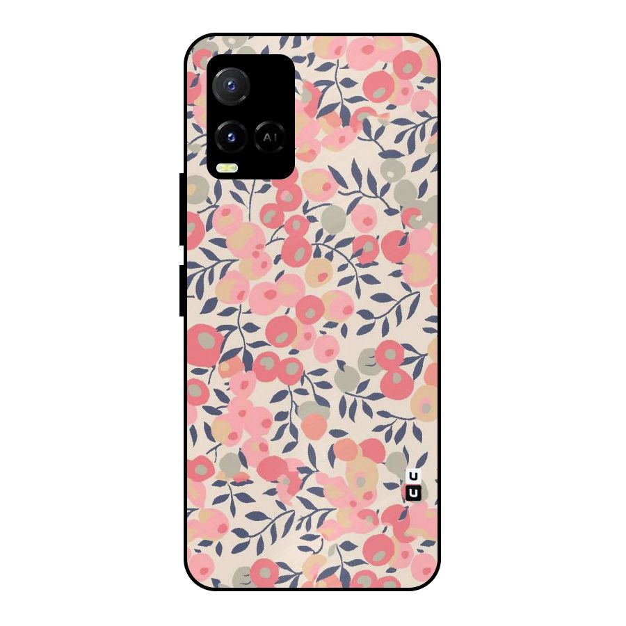 Pink Leaf Pattern Metal Back Case for Vivo Y21T