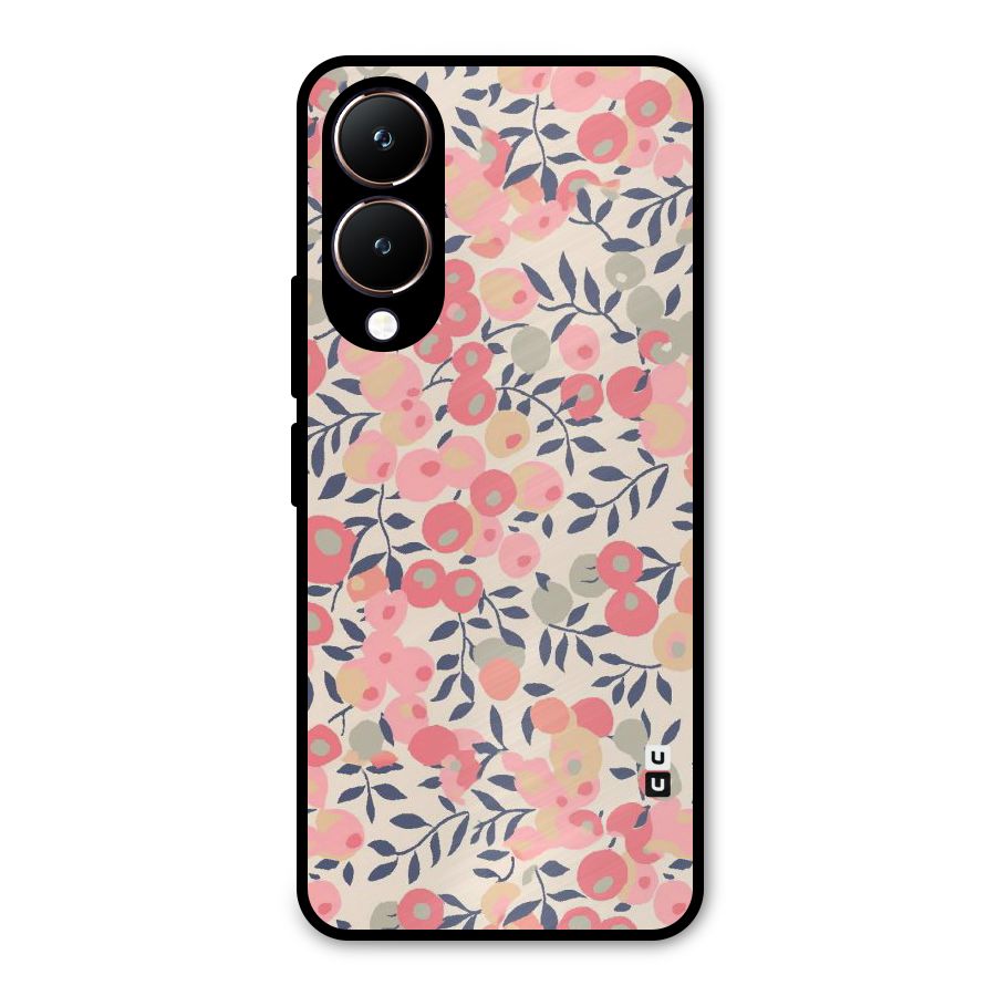 Pink Leaf Pattern Metal Back Case for Vivo Y28