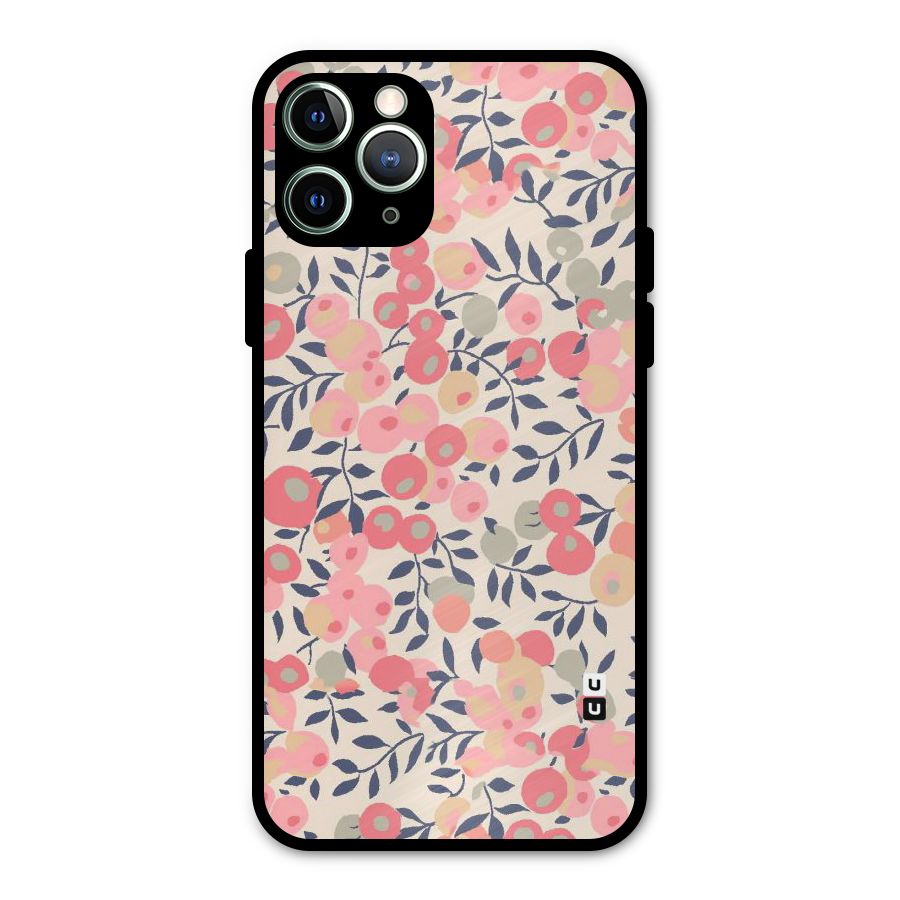 Pink Leaf Pattern Metal Back Case for iPhone 11 Pro Max