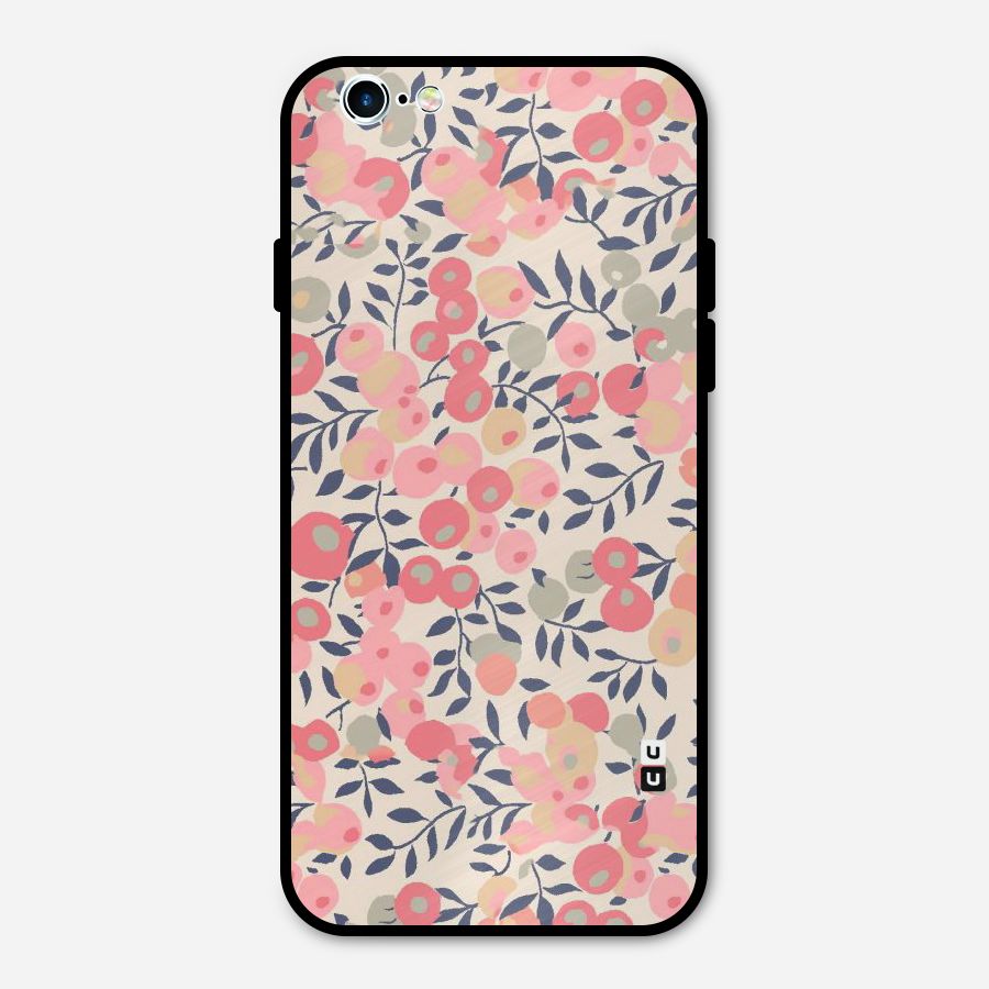 Pink Leaf Pattern Metal Back Case for iPhone 6 6s
