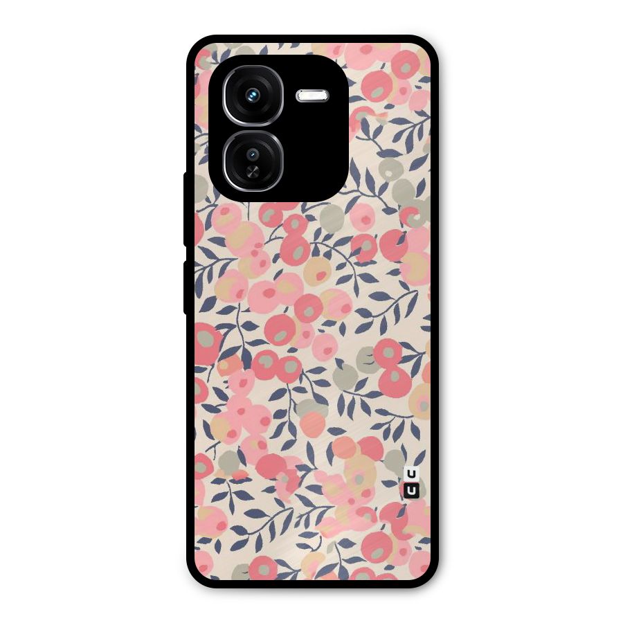 Pink Leaf Pattern Metal Back Case for iQOO Z9x