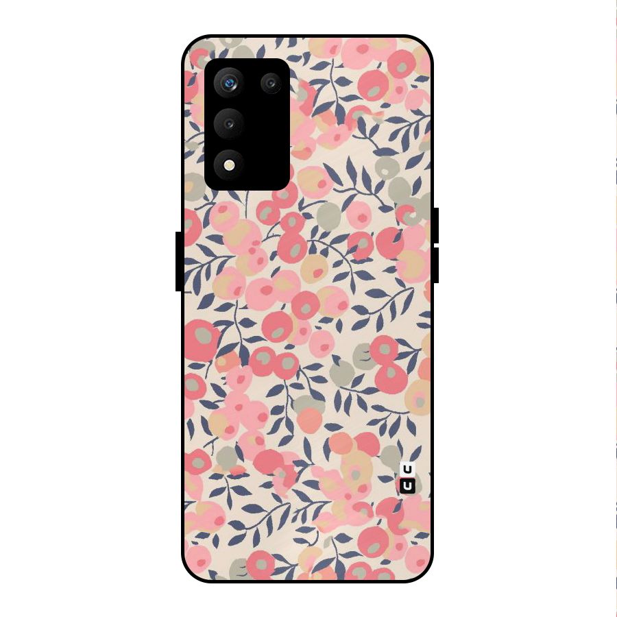 Pink Leaf Pattern Metal Back Case for realme 9 5G SE