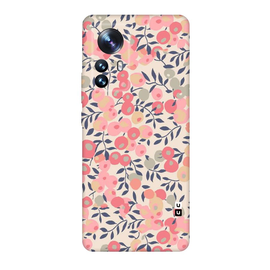 Pink Leaf Pattern Original Polycarbonate Back Case for Xiaomi 12 Pro