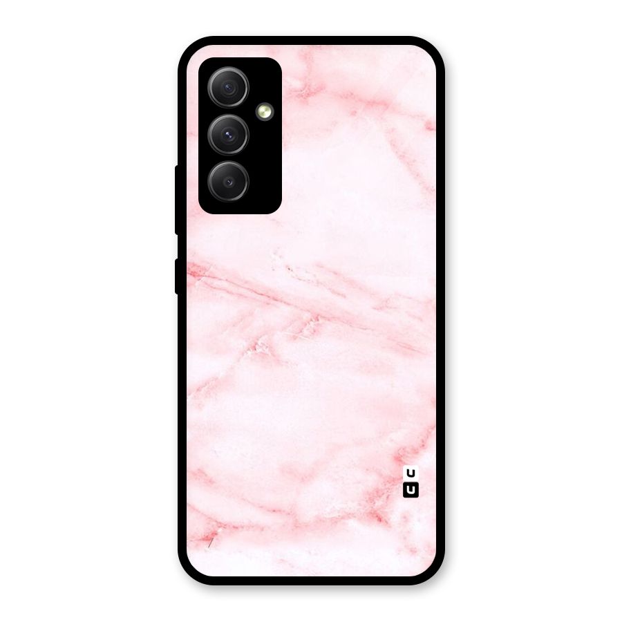 Pink Marble Print Glass Back Case for Galaxy A34