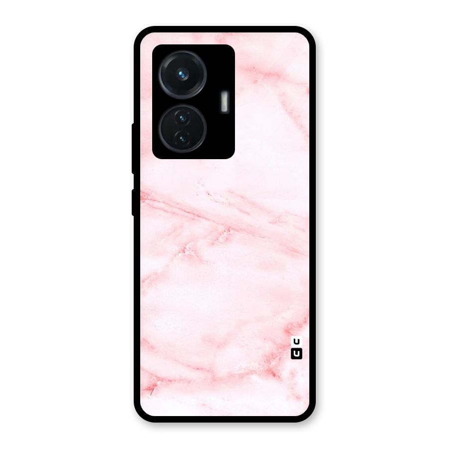 Pink Marble Print Glass Back Case for Vivo T1 44W