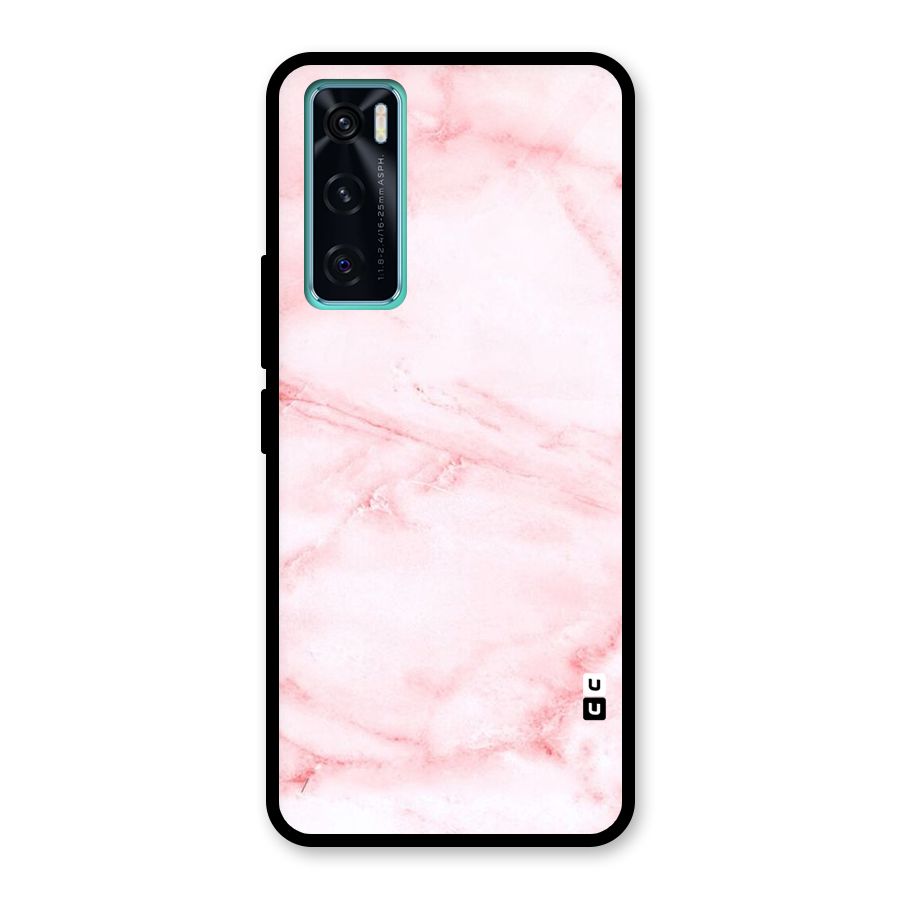 Pink Marble Print Glass Back Case for Vivo V20 SE